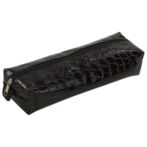 Пенал-косметичка BRAUBERG "Ultra black", "крокодиловая кожа", 20х6х4 см, 223909 223909 - фото 272198