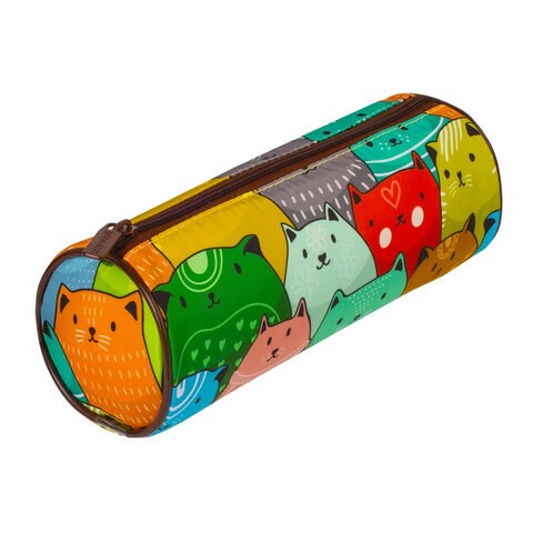 Пенал-тубус BRAUBERG, с эффектом Soft Touch, мягкий, "Cats", 22х8 см, 229008 229008 - фото 272833