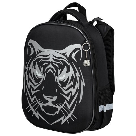 Ранец BRAUBERG SHINY, 2 отделения, с брелком, "Tiger", СВЕТЯЩИЙСЯ РИСУНОК, 38х28х14 см, 270698 270698 - фото 274245