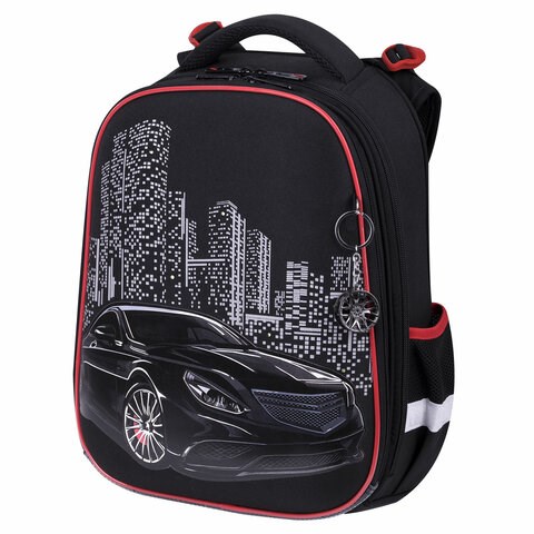 Ранец BRAUBERG PREMIUM, 2 отделения, с брелком, "City car", LED ЛАМПОЧКИ, 38х29х16 см, 271356 271356 - фото 274424