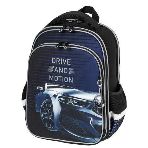 Ранец BRAUBERG QUADRO, 3 отделения, с брелоком, "Sport car", LED-ЛАМПОЧКИ, 37х28х18 см, 271359 271359 - фото 274426