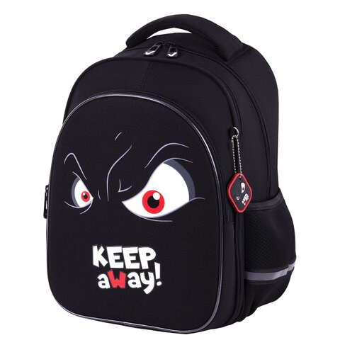 Рюкзак BRAUBERG OPTIMA, 2 отделения, с брелоком, "Keep away", СВЕТЯЩИЙСЯ, 36х27х18 см, 271361 271361 - фото 274427