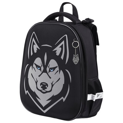 Ранец BRAUBERG SHINY, 2 отделения, с брелоком, "Husky", СВЕТЯЩИЙСЯ РИСУНОК, 38х28х14 см, 271383 271383 - фото 274434