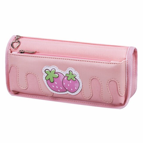 Пенал мягкий ЮНЛАНДИЯ, 2 отделения, полиэстер, "Strawberry shortcake", розовый, 21х9х6 см, 271577 271577 - фото 274473