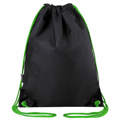 Мешок для обуви BRAUBERG плотный, карман на молнии, подкладка, 43х33 см, "Neon Green", 271625 271625 - фото 274494