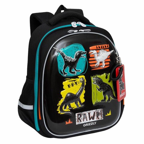 Ранец GRIZZLY анатомическая спинка, картхолдер, для мальчиков, DINO, 36х28х20 см, RAz-387-6/1 271761 - фото 274546
