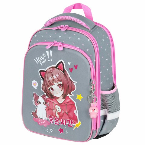 Ранец BRAUBERG QUADRO, 3 отделения, с брелком, "Anime friends", 37х28х18 см, 272022 272022 - фото 274636