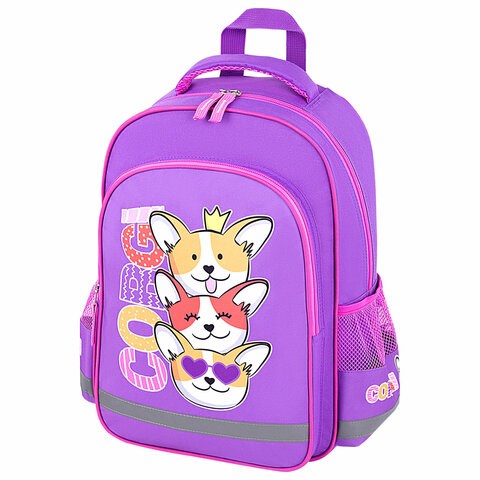 Рюкзак ПИФАГОР SCHOOL, 1 отделение, 3 кармана, "Corgi queen", 38x28х14 см, 272085 272085 - фото 274675