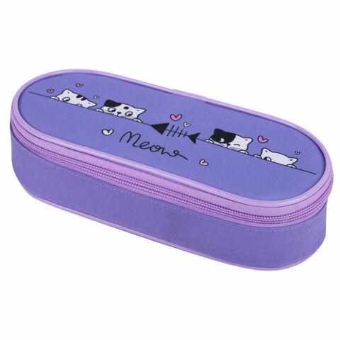 Пенал-футляр BRAUBERG, 1 отделение, органайзер, полиэстер, 22x9х5 см, "Meow", 272312 272312 - фото 274725