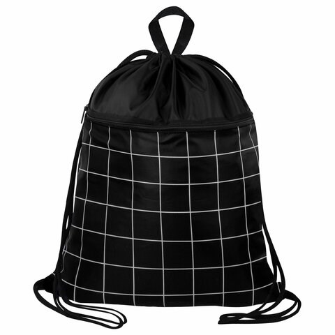 Мешок для обуви BRAUBERG БОЛЬШОЙ, с ручкой, карман на молнии, сетка, 49х41 см, "Checkered", 272404 272404 - фото 274770