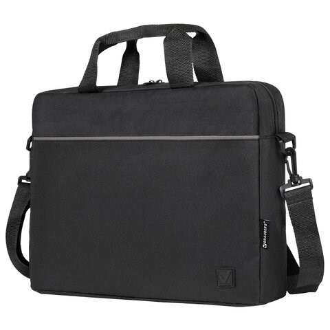 Сумка портфель BRAUBERG PRACTICAL с отделением для ноутбука 15,6", Grey line, черная, 29х40х7 см, 272604 272604 - фото 274903
