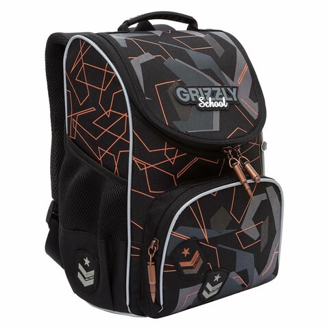 Ранец GRIZZLY анатомическая спинка, с мешком для обуви, для мальчиков, SERIOUS, 33х25х13 см, RAm-485-6/1 272796 - фото 275031