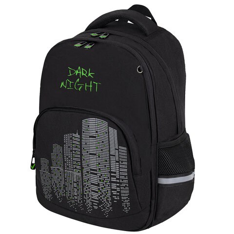 Рюкзак BRAUBERG SOFT, 2 отделения, 3 кармана, "Dark night", СВЕТООТРАЖАЮЩИЙ ПРИНТ, 40х31х15 см, 273119 273119 - фото 275140