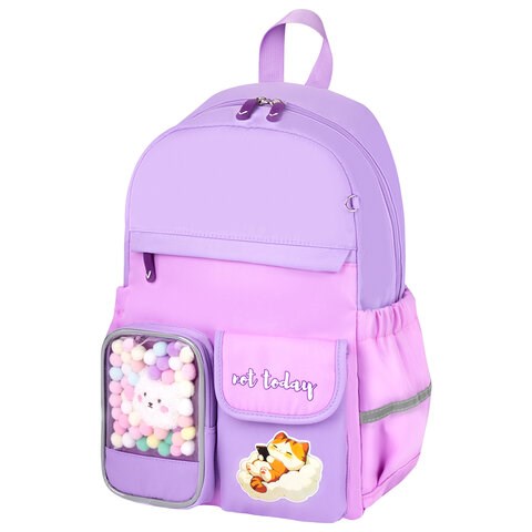 Рюкзак BRAUBERG PASTEL с термонашивками в комплекте, "Not today", сиреневый, 40х29х14 см, 273127 273127 - фото 275147