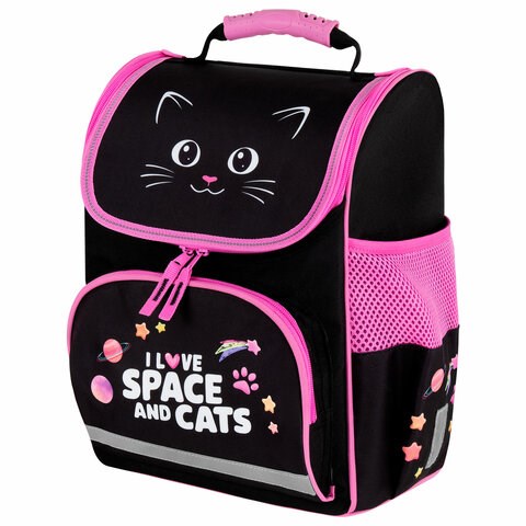 Ранец ПИФАГОР BASIC, 1 отделение, 3 кармана, эргономичная спинка, "Dark kitten", 35х28х18 см, 273134 273134 - фото 275153