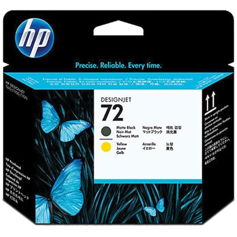 Головка печатающая для плоттера HP (C9384A) Designjet T610/795/1100 и др., №72, черная матовая и желтая, оригинальная 361334 - фото 276136