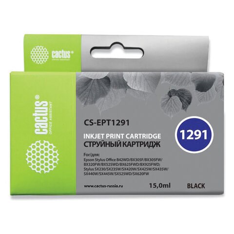 Картридж струйный CACTUS (CS-EPT1291) для EPSON Stylus B42WD/BX305W/BX625WD, черный 361951 - фото 276362