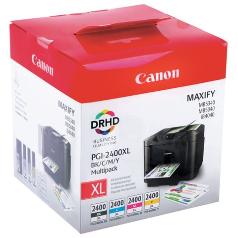 Картридж струйный CANON (PGI-2400XL BK/C/M/Y) iB4040/MB5040/MB5340, КОМПЛЕКТ, оригинальный, 4 цвета, 9257B004 362110 - фото 276482