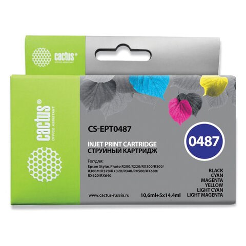 Картридж струйный CACTUS (CS-EPT0487) для EPSON Stylus Photo R200/210/220/230, комплект 6 цветов 362796 - фото 276801