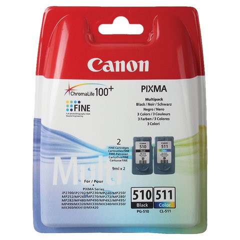 Картридж струйный CANON (PG-510/CL-511) PIXMA MP240/250/260/MX320, оригинальный КОМПЛЕКТ 2 цвета, 264 страницы, 2970B010 363187 - фото 277024