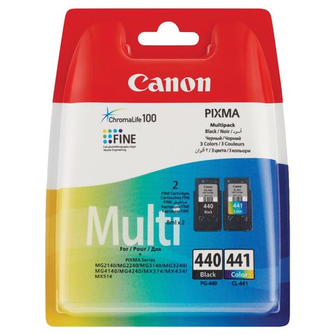 Картридж струйный CANON (PG-440/CL-441) PIXMA MG2140/MG3140, оригинальный КОМПЛЕКТ 2 цвета, 180 страниц, 5219B005 363188 - фото 277025