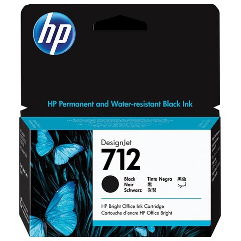 Картридж струйный для плоттера HP (3ED70A) DesignJet T230/T250/T630/T650, №712, черный, оригинальный 363910 - фото 277645