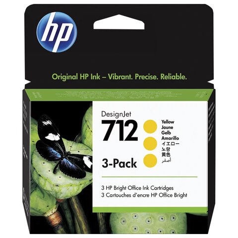 Картридж струйный для плоттера HP (3ED79A) DesignJet T230/T250/T630/T650, №712, желтый, 3 шт., оригинальный 363914 - фото 277649