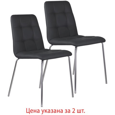 Стулья КОМПЛЕКТ 2 шт. BRABIX Twins CF-011, хром каркас, экокожа, черный, 532765 532765 - фото 280804