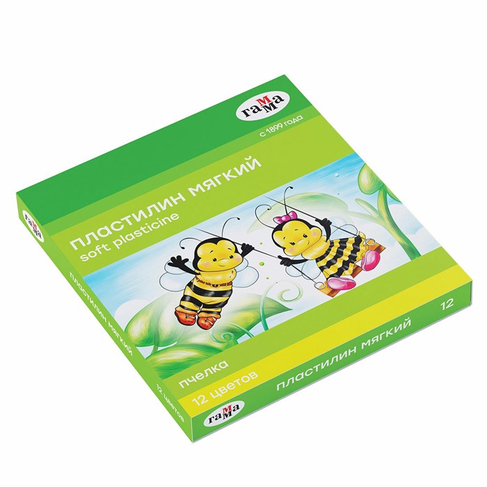 Пластилин восковой ГАММА Пчелка, 12 цветов, 180 г, со стеком, картонная упаковка, 280032Н 106289 - фото 28662