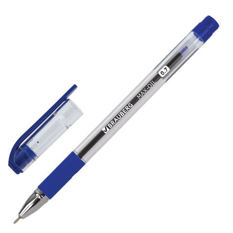 Ручка шариковая масляная с грипом BRAUBERG "Max-Oil", СИНЯЯ, игольчатый узел 0,7 мм, линия письма 0,35 мм, 141701 141701 - фото 288388