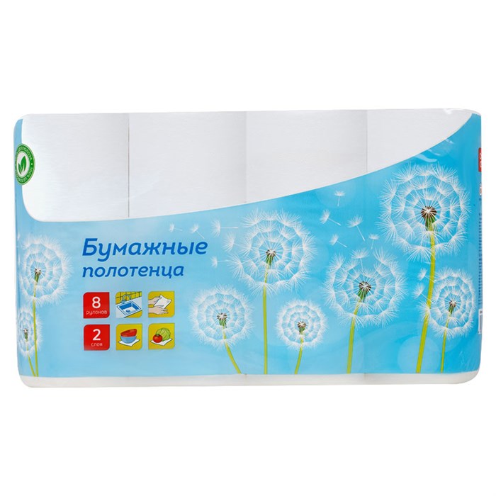 Полотенца бумажные в рулонах OfficeClean, 2-слойные, 8шт., 12м/рул., тиснение, белые 325793 - фото 28871