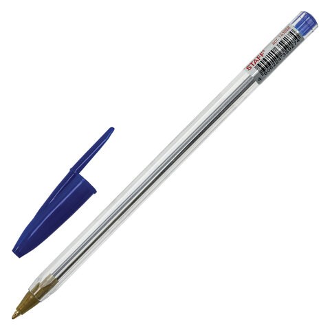 Ручка шариковая STAFF "Basic Budget BP-04", СИНЯЯ, линия письма 0,5 мм, с штрихкодом, 143868 143868 - фото 293630