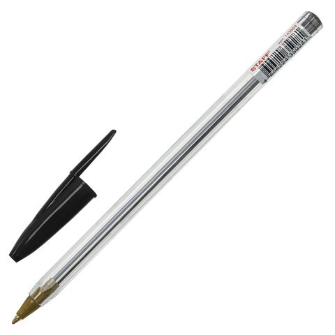 Ручка шариковая STAFF "Basic Budget BP-04", ЧЕРНАЯ, линия письма 0,5 мм, с штрихкодом, 143869 143869 - фото 293631