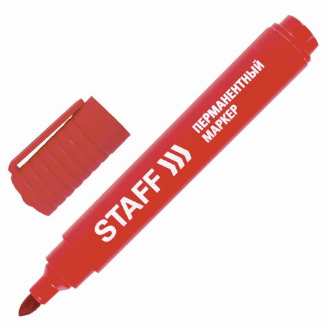 Маркер перманентный STAFF Basic PM-733, КРАСНЫЙ, круглый наконечник 2,5 мм, 150734 150734 - фото 293927