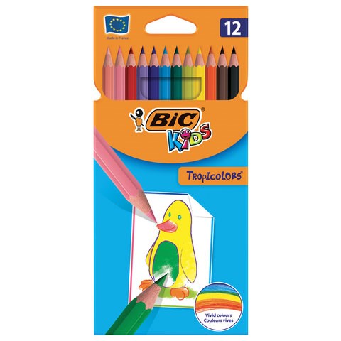 Карандаши цветные BIC "Tropicolors", 12 цветов, шестигранные, 83256610 180458 - фото 294520