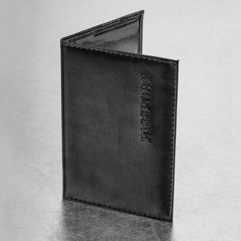 Обложка для паспорта экокожа, мягкая вставка изолон, "PASSPORT", черная, STAFF Profit, 237183 237183 - фото 297382