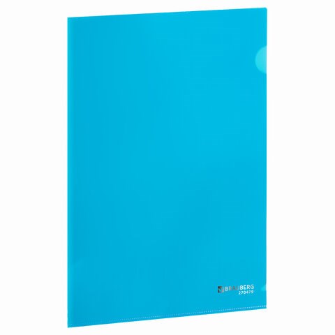 Папка-уголок плотная BRAUBERG SUPER, 0,18 мм, синяя, 270479 270479 - фото 298083