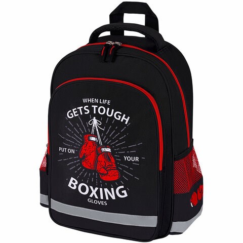 Рюкзак ПИФАГОР SCHOOL, 1 отделение, 3 кармана, "Boxing", 38x28х14 см, 272077 272077 - фото 298558