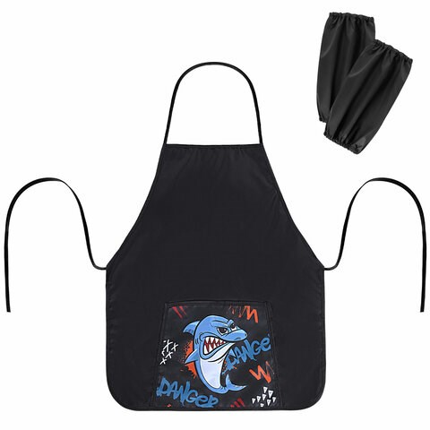 Накидка фартук с нарукавниками для труда ПИФАГОР, 1 карман, 46х54 см, "Angry shark", 272460 272460 - фото 298687