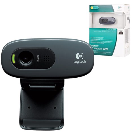 Веб-камера LOGITECH C270, 1/3 Мп, микрофон, USB 2.0, регулируемый крепеж, черная 350834 - фото 299575