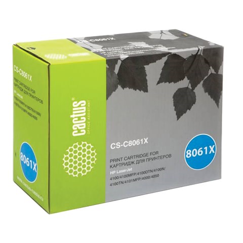 Картридж лазерный CACTUS (CS-C8061X) для HP LaserJet 4100/4100N/4100DTN/4100mfp, ресурс 10000 стр. 362456 - фото 300528