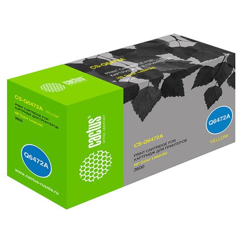Картридж лазерный CACTUS (CS-Q6472A) для HP ColorLaserJet 3600N/3600DN/3800N, желтый, ресурс 4000 страниц 362488 - фото 300557