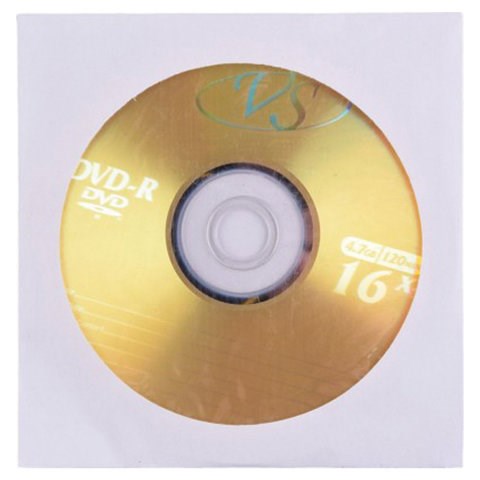 Диск DVD-R VS, 4,7 Gb, 16x, бумажный конверт (1 штука) 511555 - фото 303623