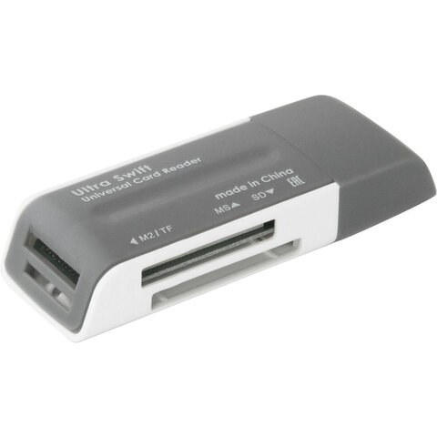 Картридер DEFENDER Ultra Swift, USB 2.0, порты SD, MMC, TF, M2, XD, MS, 83260 512029 - фото 303637