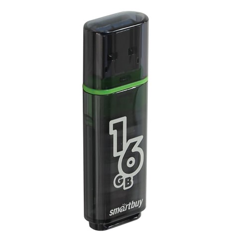 Флеш-диск 16 GB, SMARTBUY Glossy, USB 2.0, черный, SB16GBGS-K 512190 - фото 303653