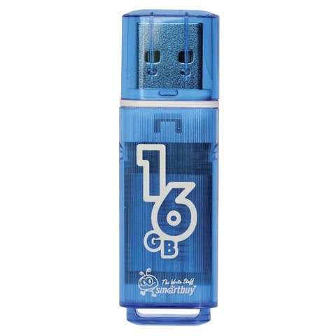 Флеш-диск 16 GB, SMARTBUY Glossy, USB 2.0, синий, SB16GBGS-B 512191 - фото 303654