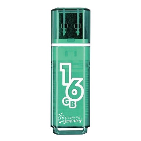 Флеш-диск 16 GB, SMARTBUY Glossy, USB 2.0, зеленый, SB16GBGS-G 512192 - фото 303655
