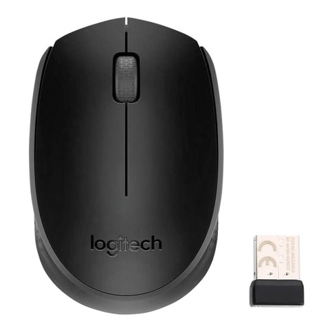 Мышь беспроводная LOGITECH B170, 2 кнопки + 1 колесо-кнопка, оптическая, черная, 910-004798 512596 - фото 303677