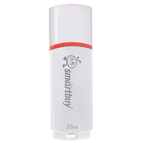 Флеш-диск 16 GB, SMARTBUY Crown, USB 2.0, белый, SB16GBCRW-W 512762 - фото 303699