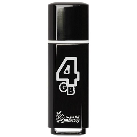 Флеш-диск 4 GB, SMARTBUY Glossy, USB 2.0, черный, SB4GBGS-K 512764 - фото 303701
